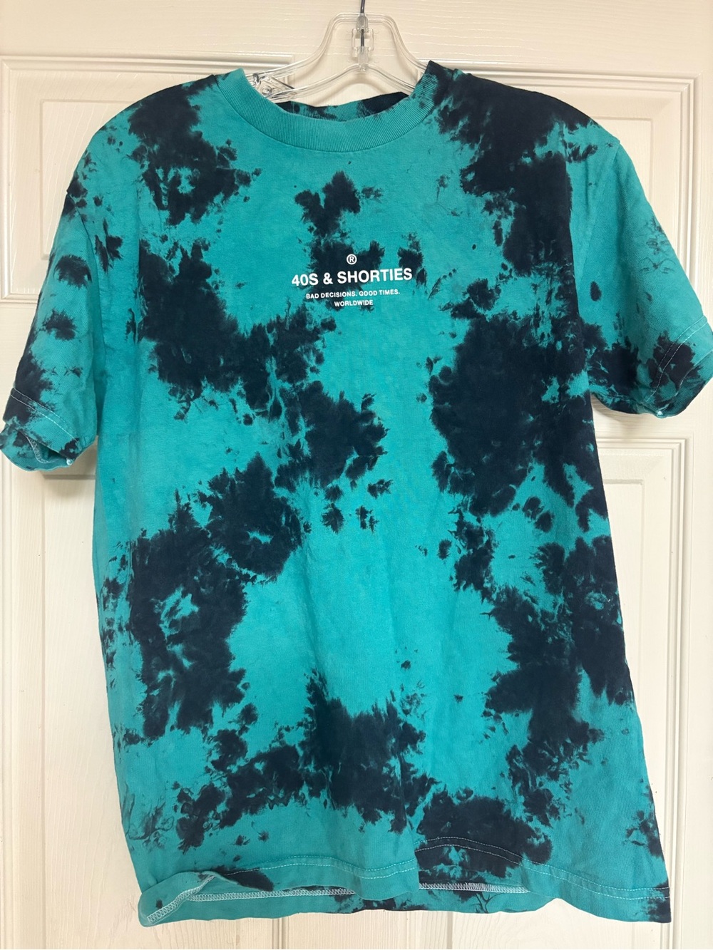 Teal & Black Tie-Dye Short Sleeve Tee